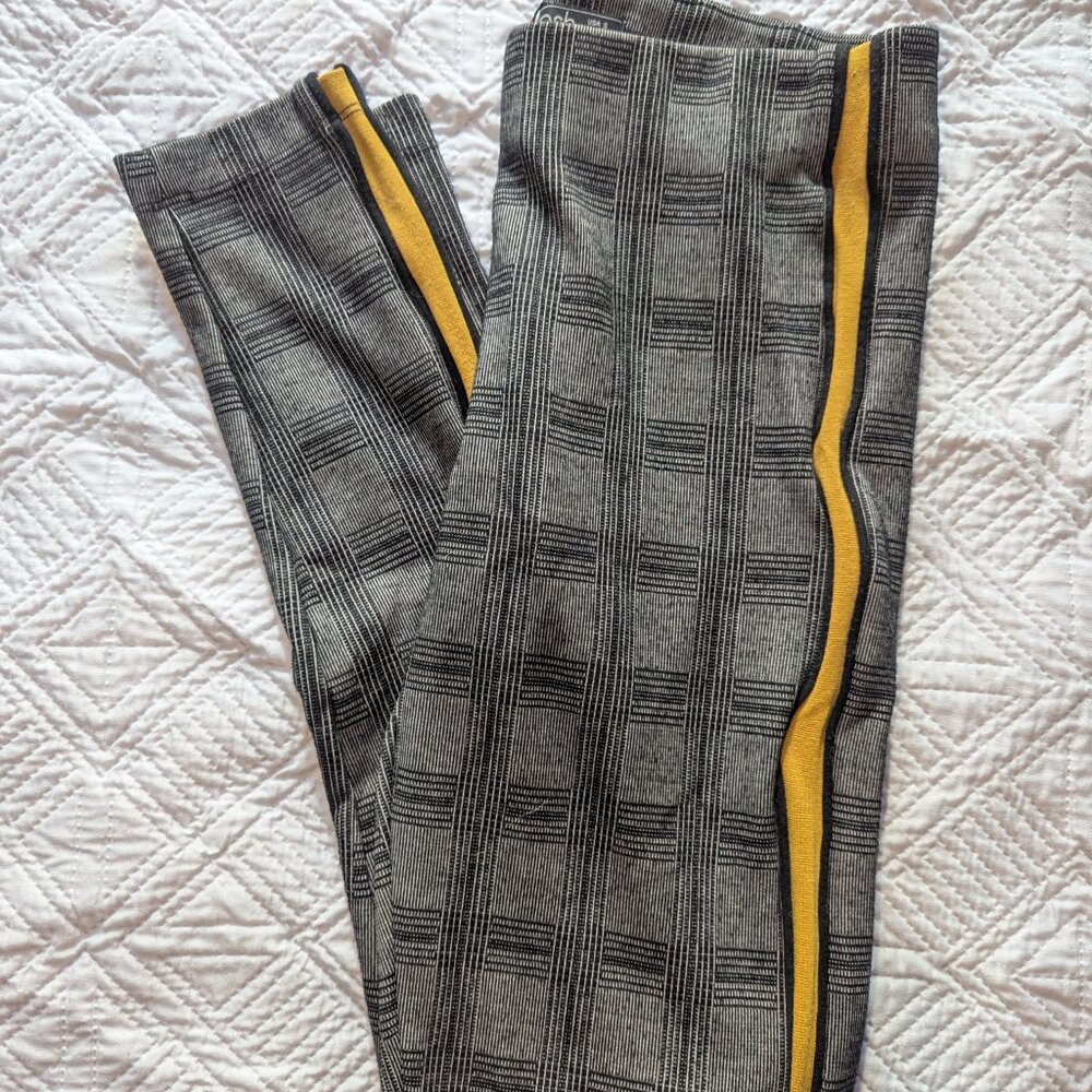Stoosh Plaid Leggings with Yellow Piping